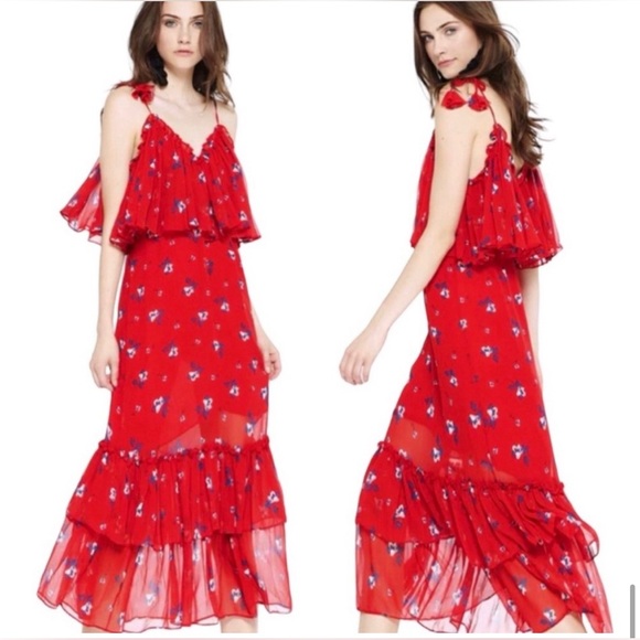 Misa Los Angeles Gracy Midi Dress Floral Chiffon - Picture 3 of 7